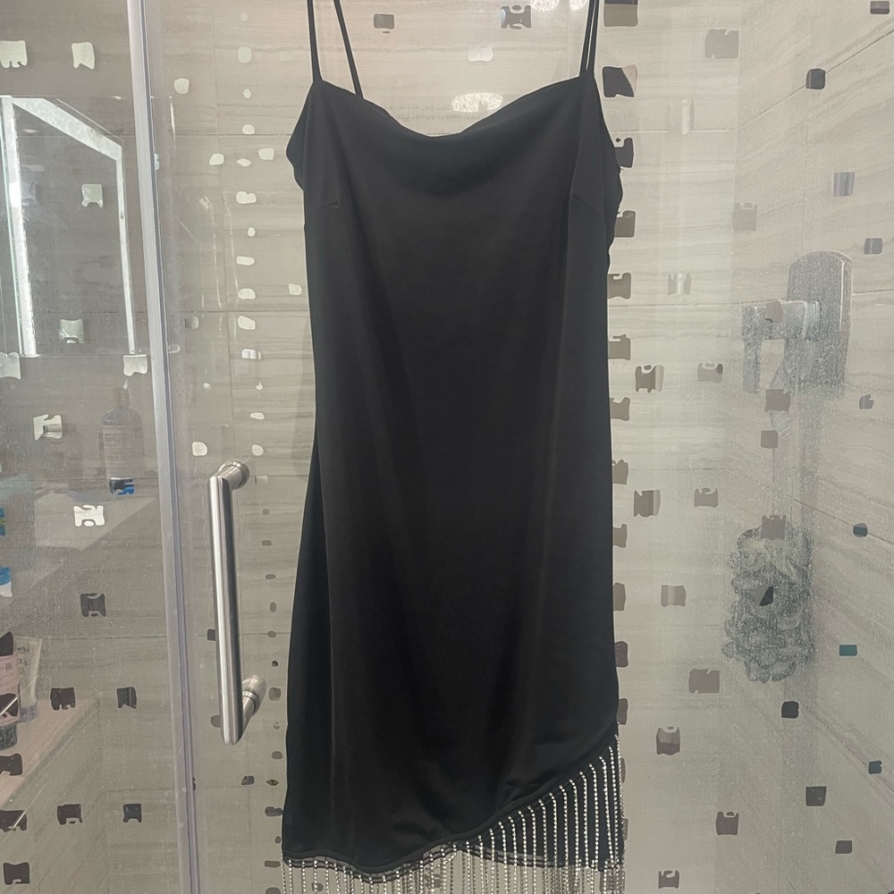 Windsor Black Dress with Fringe Detail